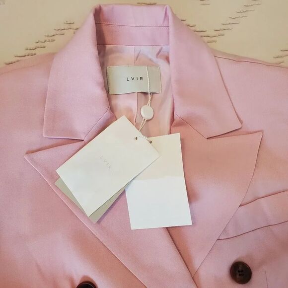 LVIR Double Breasted Wool-Blend Light Pink Blazer Size XS NWT - Picture 5 of 12